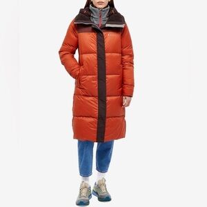 Cotopaxi Women’s Solazo Orange Long Down Puffer Coat